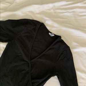 American Apparel Black Longsleeve Wrap Bodysuit